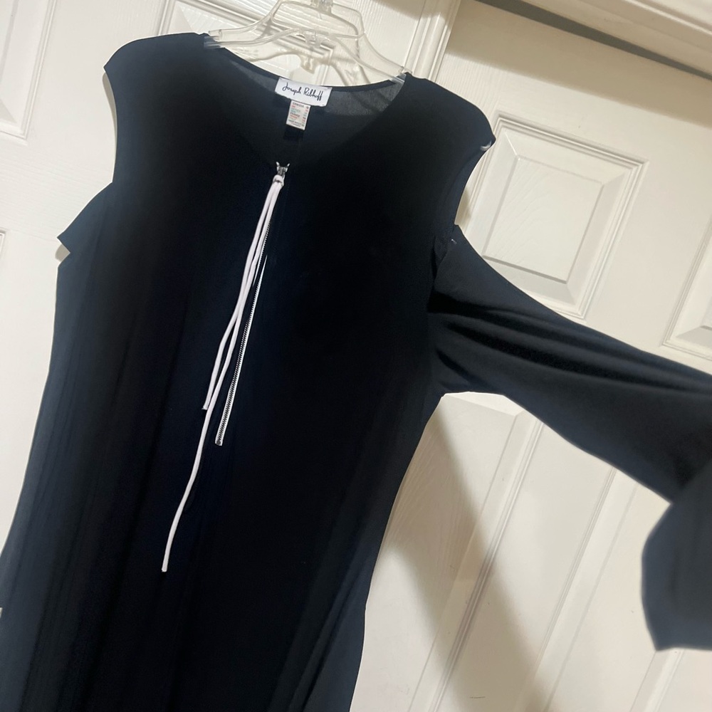 Joseph Ribkoff Harem Draped Slouchy Cold Shoulder Zip Jumpsuit Stretch‎ Goth 16 - Picture 5 of 11